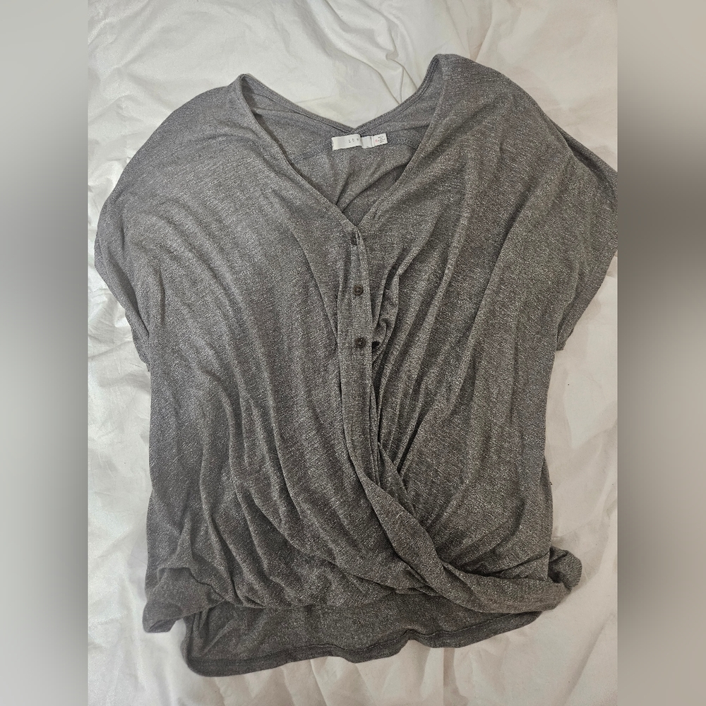 Lush Gray Button Top